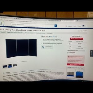 72”x36x.75 in trade show tri fold Velcro board with carrying case.